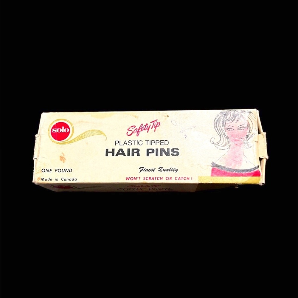 Vintage Solo Safety Tip Plastic Tipped Hair Pins Silver Mid Century Mad Men